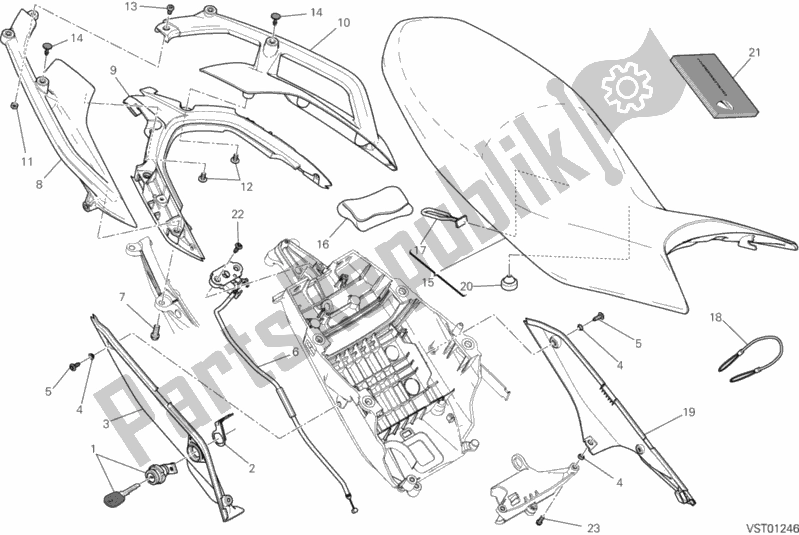All parts for the Seat of the Ducati Hypermotard Hyperstrada USA 821 2013